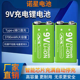 诺星9V充电锂电池环保循环使用3700mWh 高容量电池万能表方形电池