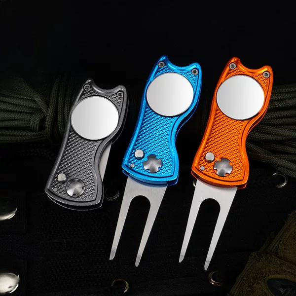 Spot Putting Fork Golf Fork Folding Metal Aluminum Handle Spring Ball Fork Tool Gift Lawn Trimming Accessories
