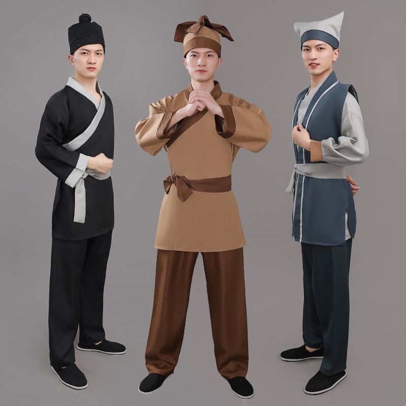 Warm Maple Leaf Adult Ancient Costume Hanfu Shop Waiter Costume Ancient Housekeeper Teahouse Hotel Waiter Work Costume Performance Hanfu