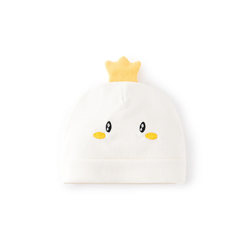 Newborn baby fetal cap double layer soft velvet newborn baby embroidered protective door 0-6 months spring and autumn boneless hat