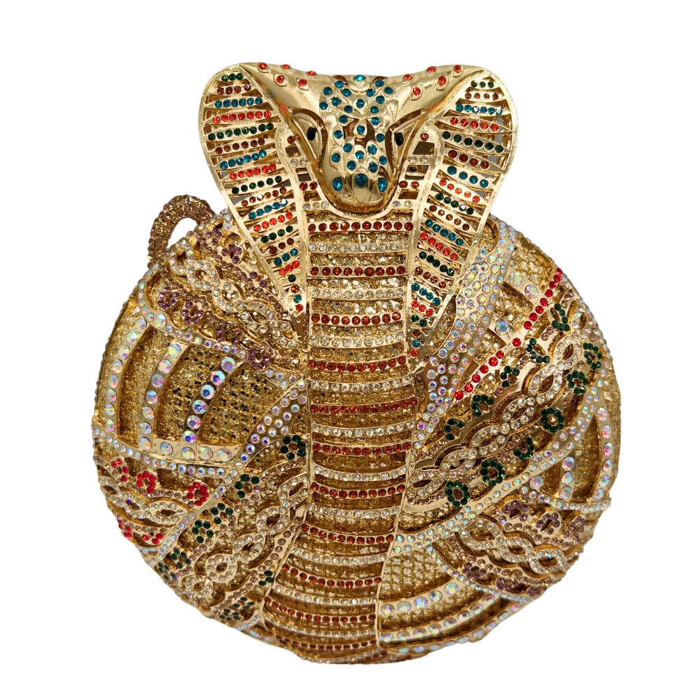 Cobra Rhinestone bolsa hueco cobra egipcio diamantes bolsas de banquete diamantes bolsas de mano de mujer
