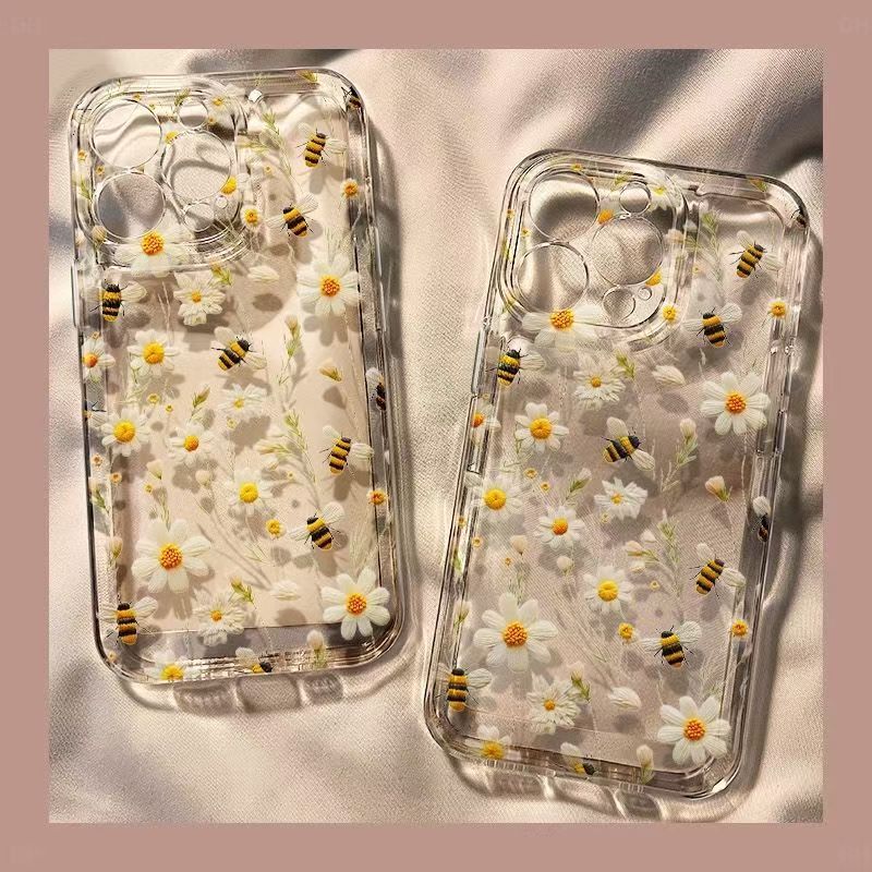 Chrysanthemum Bee Is Suitable for Apple 17Promax Mobile Phone Case Iphone16 New 15Pro Small Fresh 14Pro Soft