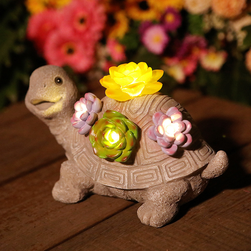 Transfronterizo de amazon luz solar suculenta tortuga decoración jardín decoración regalo de inauguración artesanía de resina