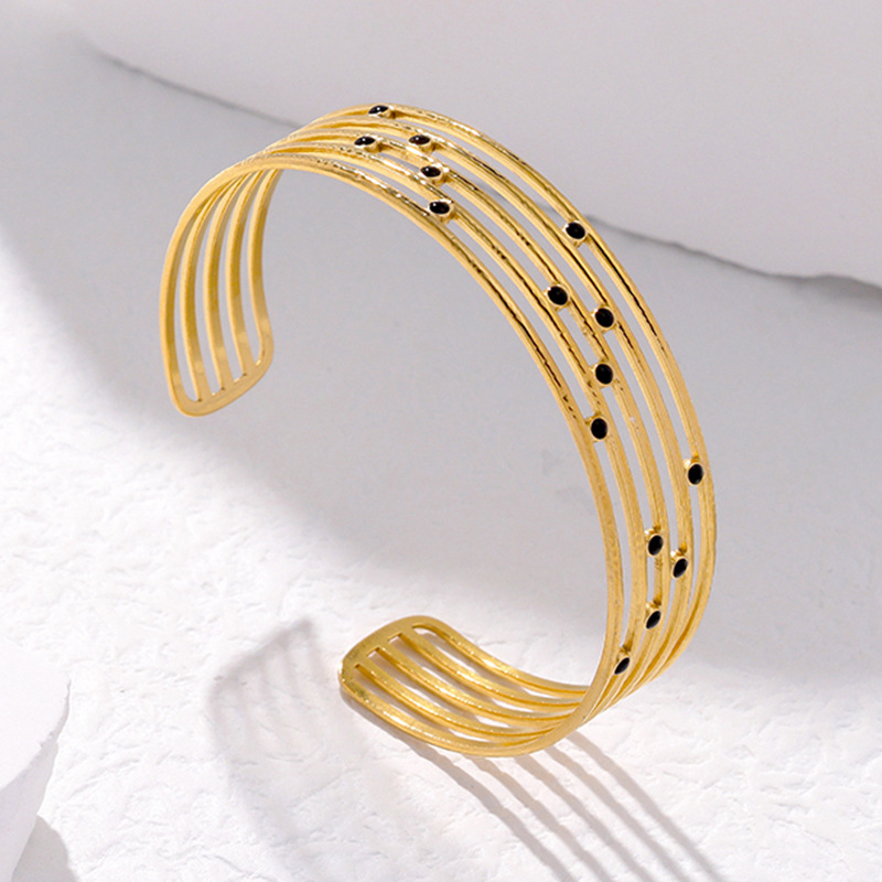 Simple Style Round Dots Stainless Steel Enamel Plating Bangle 1 Piece display picture 3