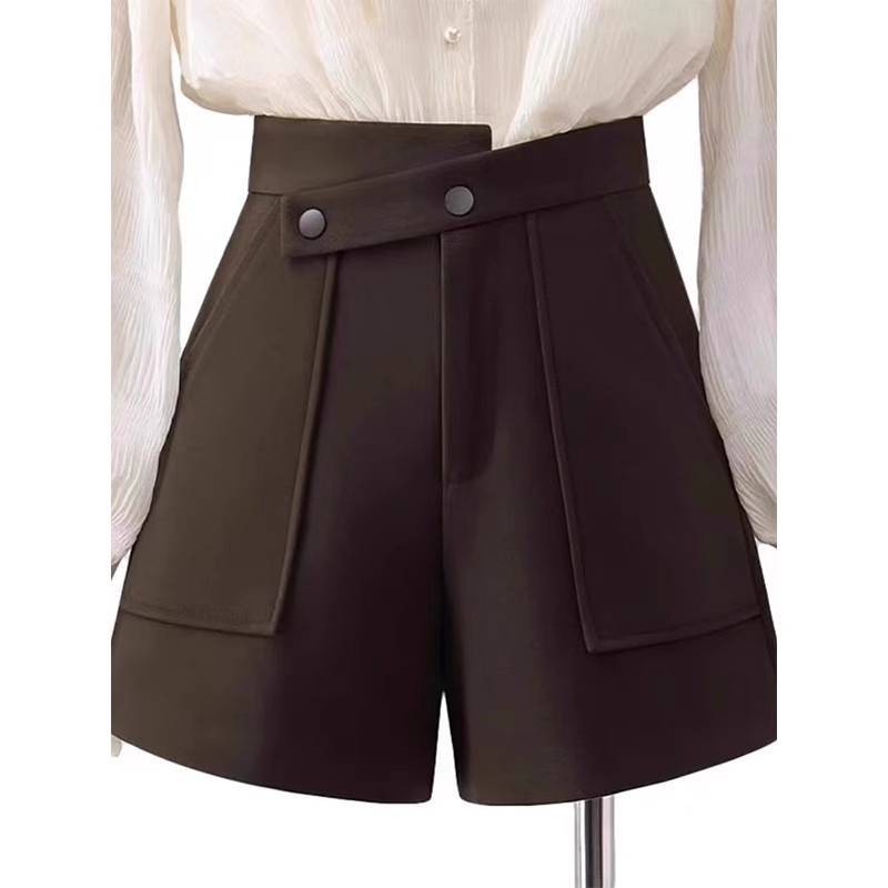 休闲裤女靴裤宽松阔腿裤打底a字高腰大码秋冬外穿毛呢短裤女加厚