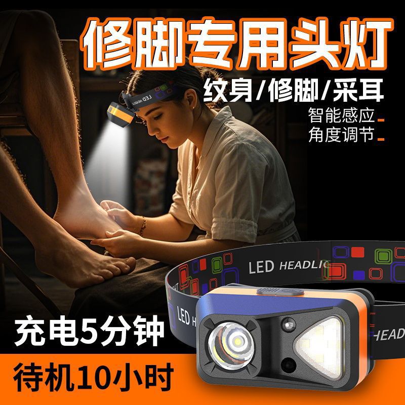 专用采耳头灯修脚师聚光挖耳掏耳朵充电头戴式工作led家用照明灯