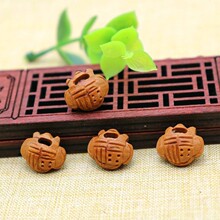 新款龙纹核雕潍坊野手工毛桃胡篮筐宝宝手链diy儿童吊坠福锁吊坠