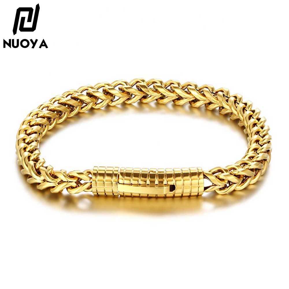 Europe and the United States 6mm Spring snap button stainless steel positive and negative chain bracelet fashion brand hip hop titanium steel men's bracelet jewelry wholesale