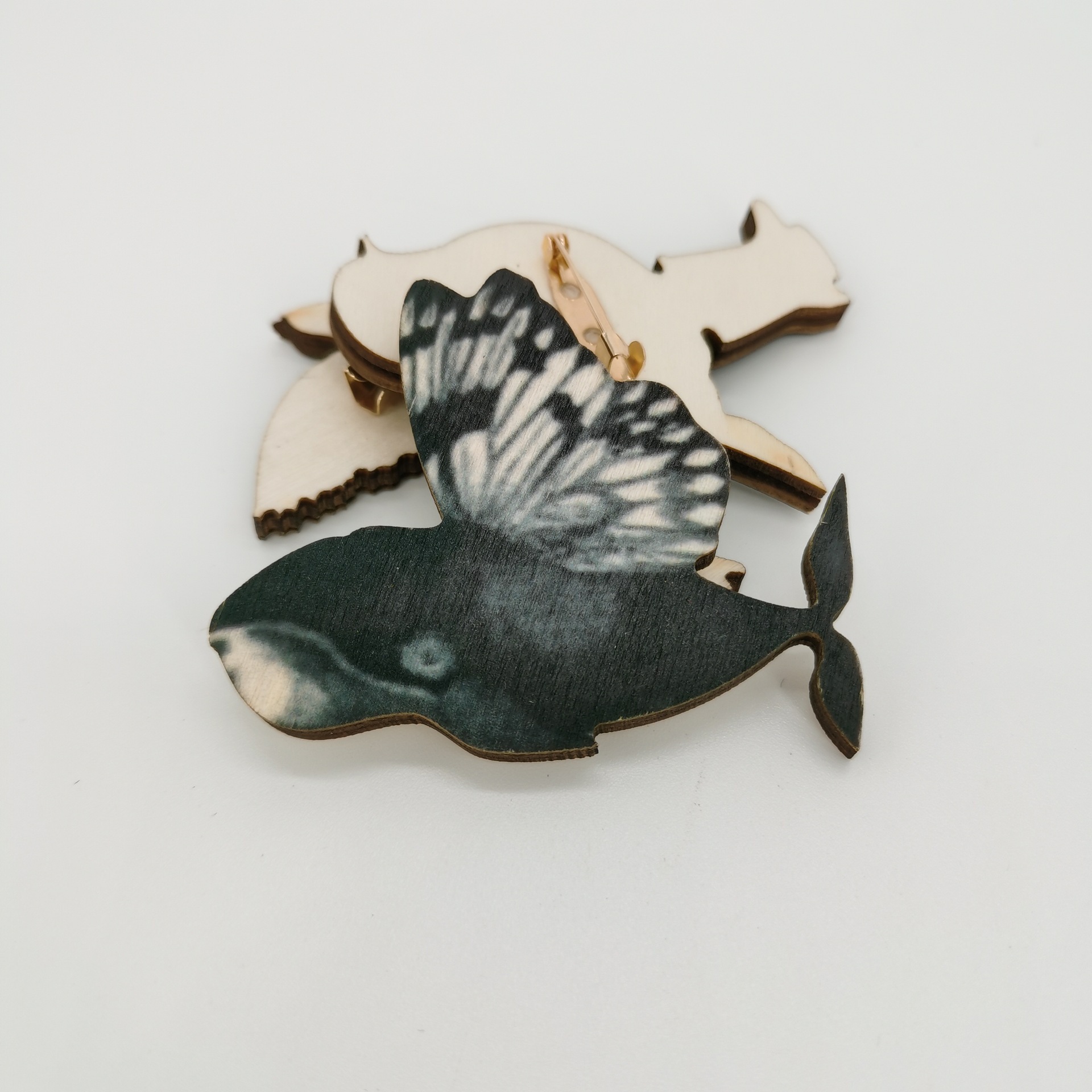 Retro Bird Wood Printing Unisex Brooches display picture 11