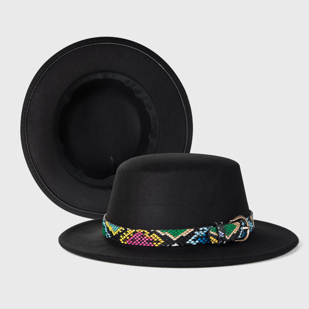 Otoño E Invierno Nuevo Sombrero De Jazz De Lana Para Hombre Accesorios De Hebilla De Cuero De Leopardo Sombrero De Fieltro display picture 2