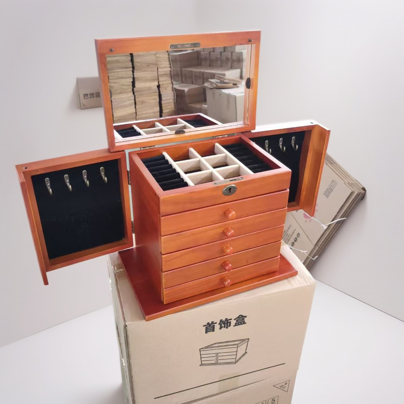 不良品処理 無垢材ジュエリーボックス 小さな欠陥 中程度の欠陥 ジュエリー収納ボックス 多層 大容量|undefined