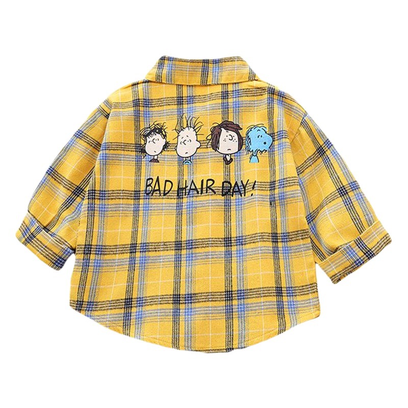 Camisa de manga larga para niños Plaid Baby Spring Top cardigan para niños ropa para niños Camisa de solapa de primavera y otoño para niños de estilo occidental