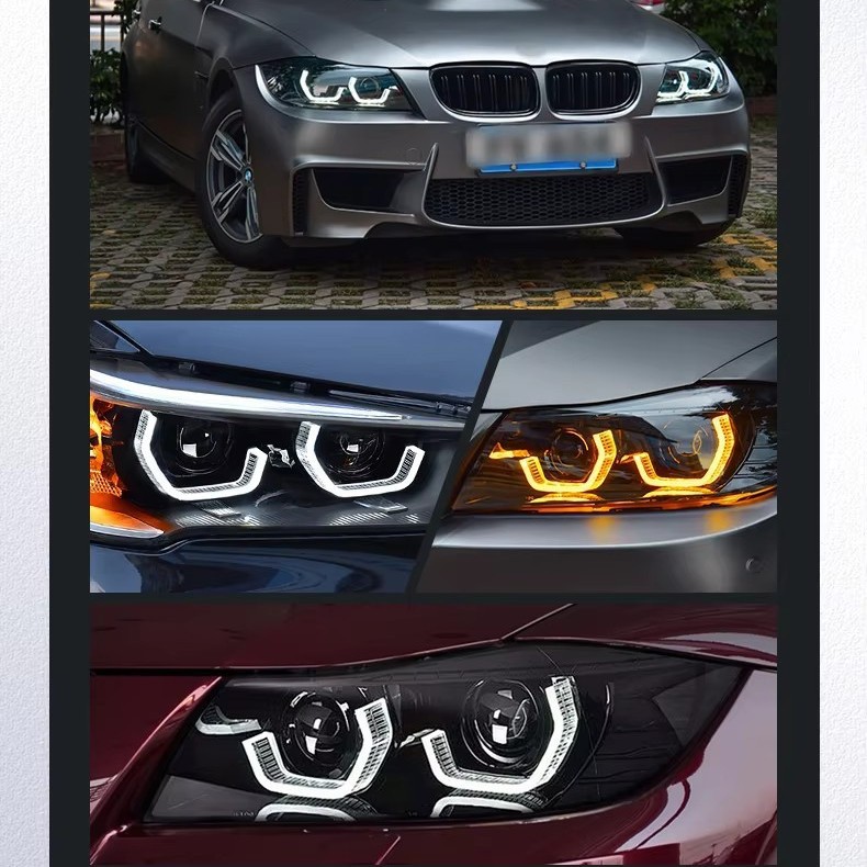 I8 una cubierta de lente de faro de automóvil 3.0 ángel ojos blanco + amarillo brillante sombrilla monocromática semicircular