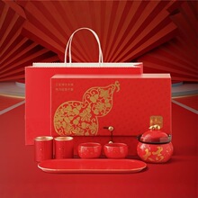 福禄葫芦户外旅行茶具一壶两杯带茶盘红色快客杯便携露营茶器