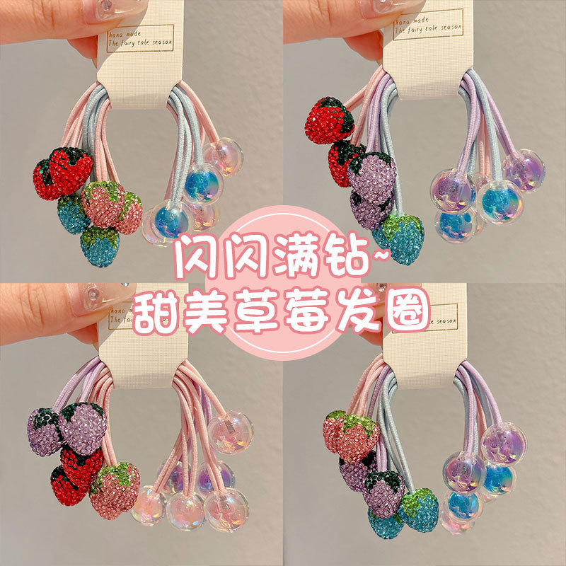 女童闪亮兔子球球双头绕绕发绳高上学高马尾高弹不伤发头绳发圈|undefined