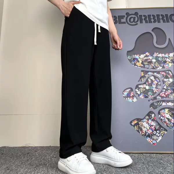 Manufacturer Wholesale Autumn and Winter Straight-Leg Casual Pants for Men, Simple Loose-Fitting Solid Color Versatile Casual Sports Wide-Leg Long Pants