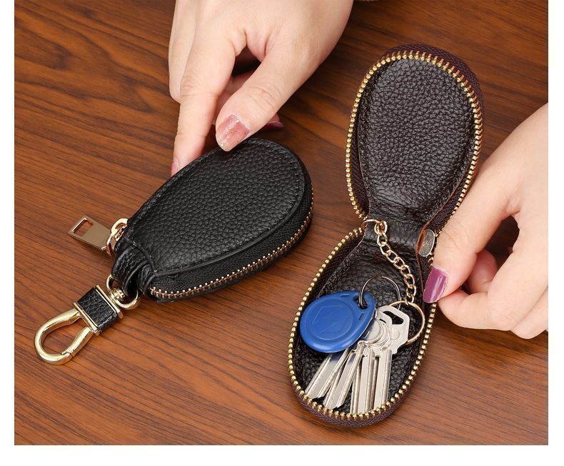 Litchi Pattern Car Key Bag, Unisex Car Key Storage Bag, Creative, Fashionable and Simple Keychain Pendant