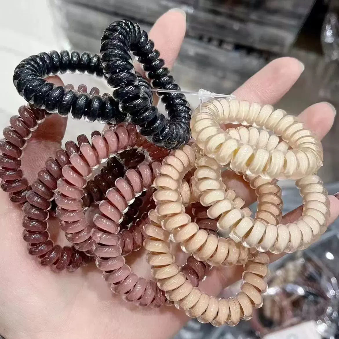 Проволока для волос Telephone Coil Hair Rope (П ponytail) — матовая и прозрачная, корейский простой элегантный, ассорти цветов