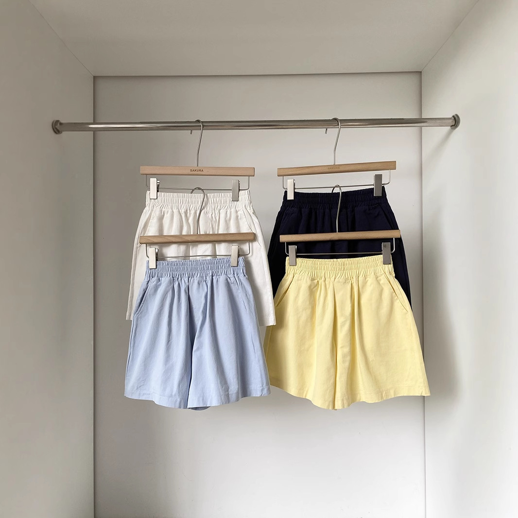 100% Cotton ~ 2025 Summer New Casual All-match High Waist Casual Shorts Slim Look Tall Wide Leg Pants Women's Trendy