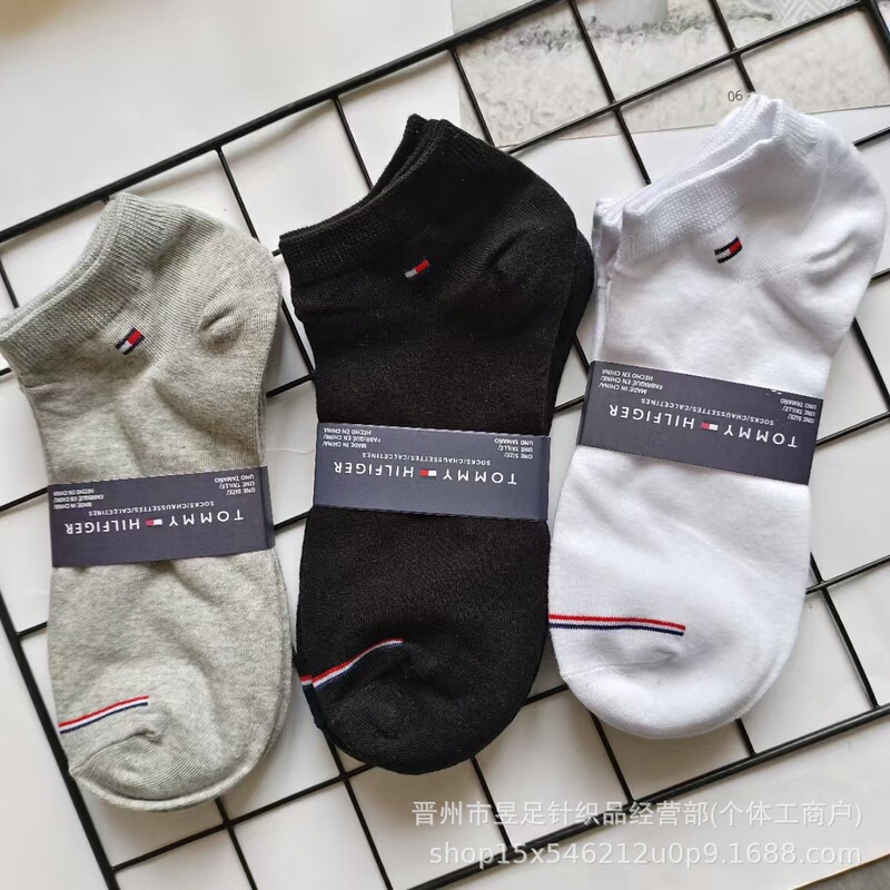 Foreign Trade Spring and Summer Tommy Socks for Men and Women Classic Black and White Gray Socks Low-Waist Sports and Leisure Boat Socks Wholesale