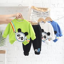男女寶寶兒童兩件套0-5歲圓領卡通印花熊貓長袖衛衣長褲兩件套裝