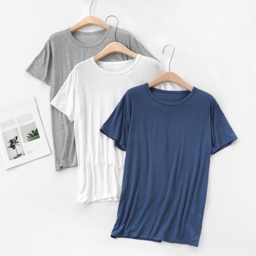 Basic-style Summer Thin Short-Sleeve Men's T-Shirt, Half-Sleeve Crew-Neck Base Layer Top in Ice Silk for Outwear