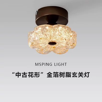 Cream modern ceiling light for corridor, flowered, french style