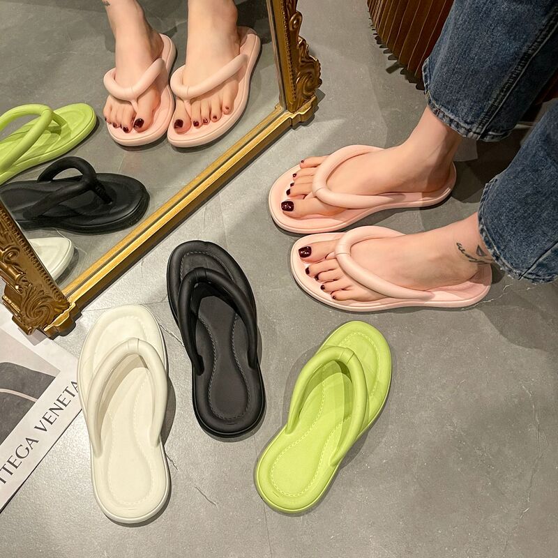 ins Slippers Home Non-slip Flip-Flops for Women's Outer Wear Thick-soled Washable EVA High-value Sandals