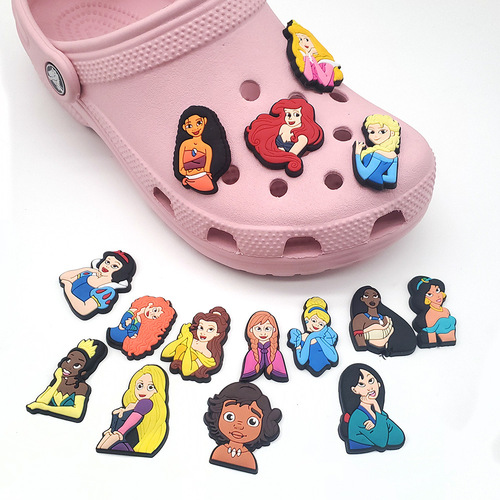 [Animation Princess Series] New Croc Croc Shoes with Beautiful Buckle, Shoe Flower PVC Upper Decoration Set