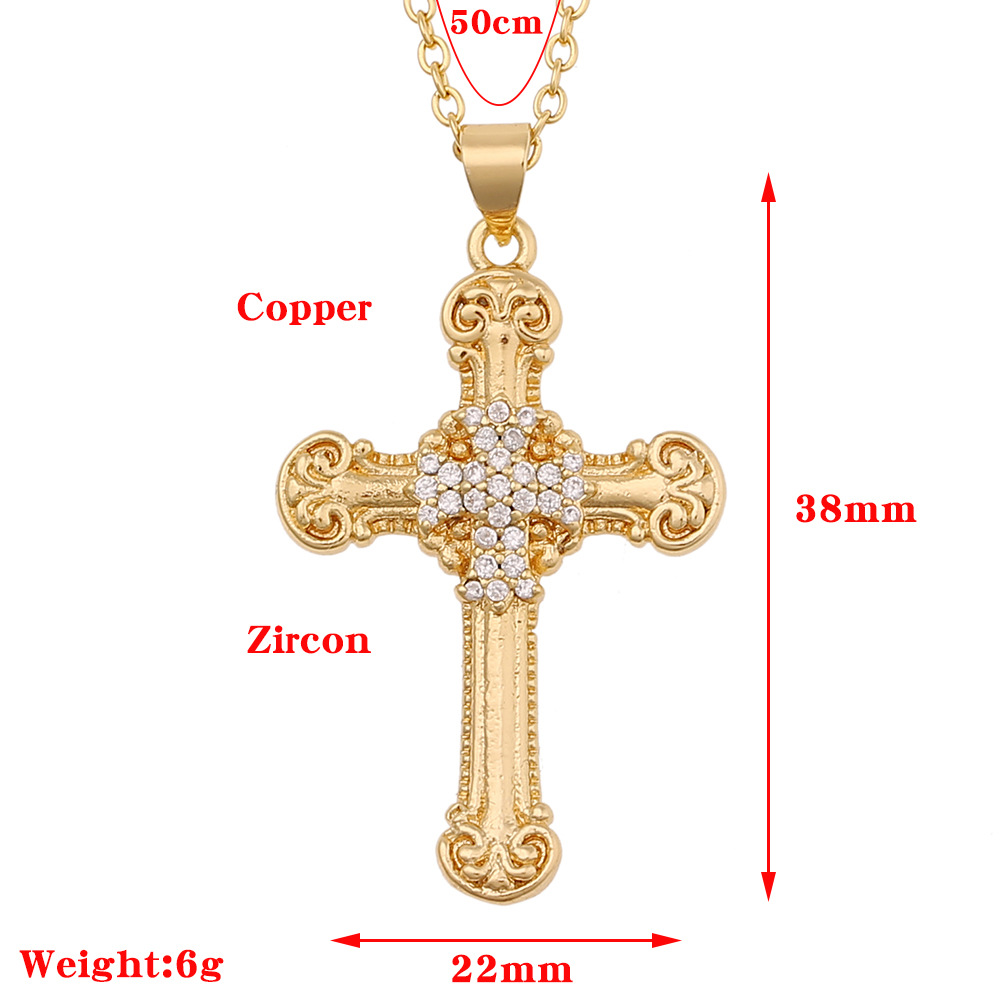 6g Weight Necklace Classification Wedding, Travel Occasion Copper Material Cross Pattern Unisex Gender Ethnic Style Style Retro Copper Cross Pendant Necklace 无