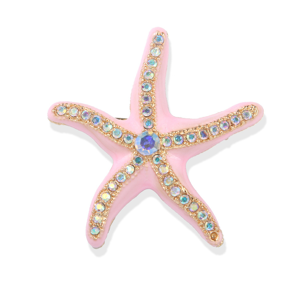 Enamel starfish brooch for women's summer clothing, men's hat decoration pin, metal light luxury accessory, starfish brooch