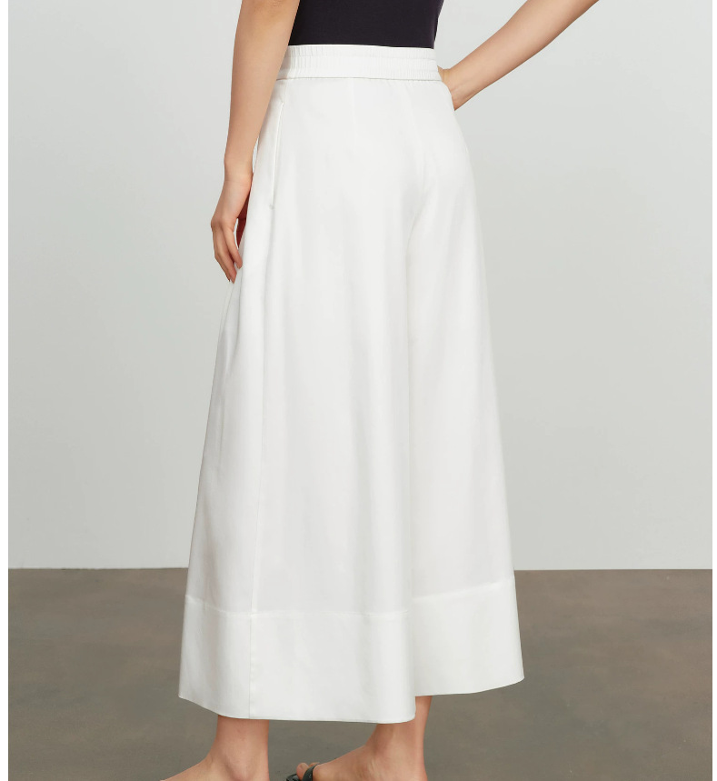 Quần culottes nữ ống rộng cạp cao không áp, phong cách rộng thùng thình xuân hè 2026 — màu trắng chi tiết 11
