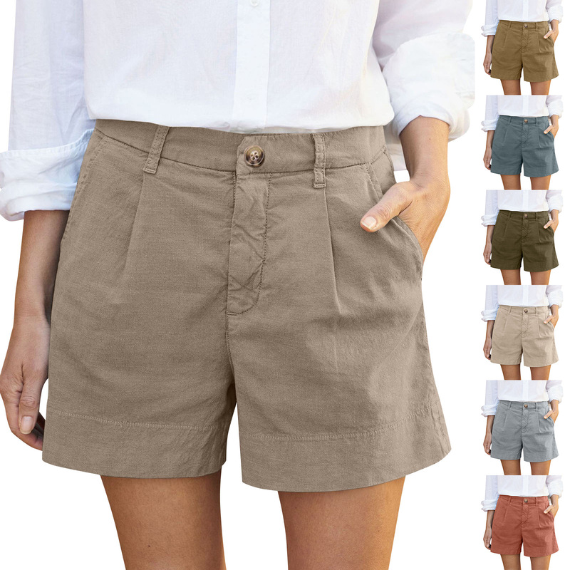 Shorts Women's Summer Slim-fit Loose Four-point All-match White High-waist 2025 New Korean Style Summer Casual Pants