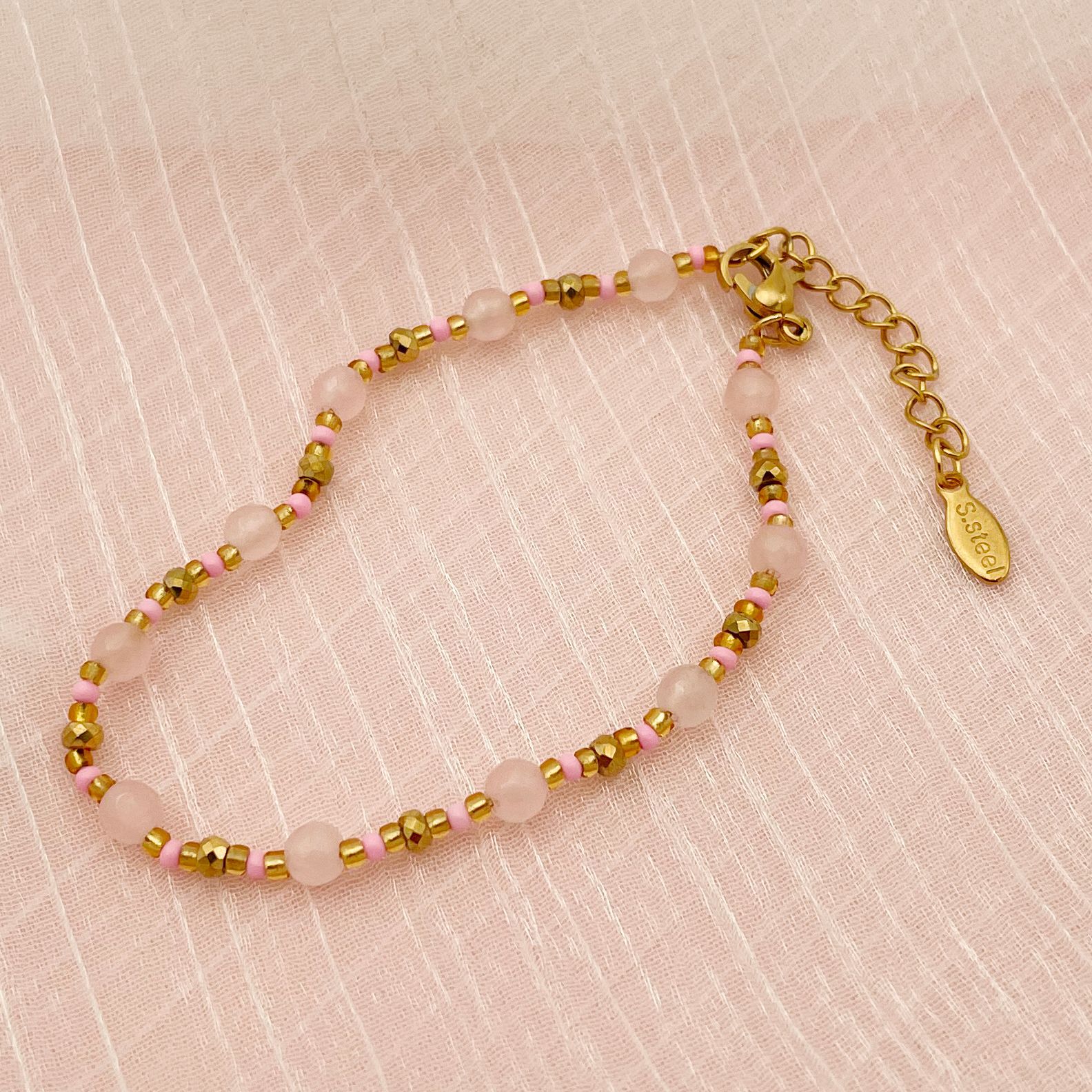 Simple Style Circle Titanium Steel Beaded Bracelets 1 Piece