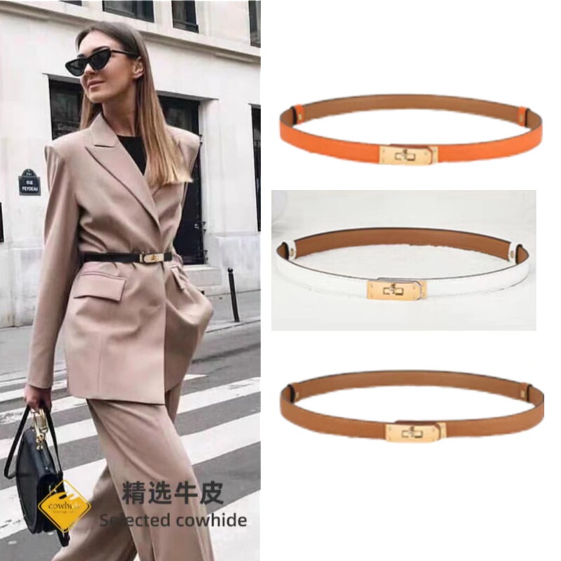 Belt Women's High-end Genuine Leather Fashion Belt Women's All-match Decorative Cowhide Waist Cover with dress Coat Cross-border