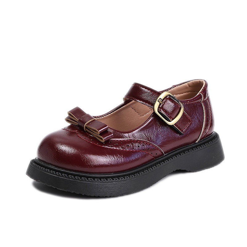 Mädchen-Schleifenschuhe aus Leder mit weicher Sohle, Kinder-Performance-Schuhe, Frühling/Herbst, neues Modell, Schülerversion, mittelgroß-groß, einzelne Kinderschuhe_voghion.com