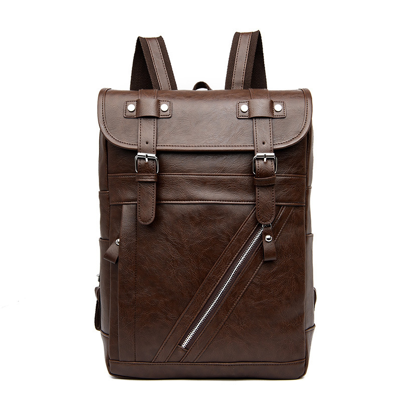 Foreign Trade Wholesale Pu Leather Backpack Large Capacity Men's Outdoor Travel Backpack Computer Bag Casual Trendy Business Commuting