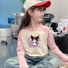 女童时尚长袖双面拼色德绒中大童保暖内搭上衣2025秋冬款潮打底衫