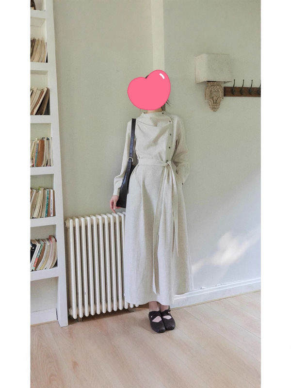 贰羊设计【暮云归】高级感长袖斜门襟连衣裙女秋知识分子风收腰裙|undefined