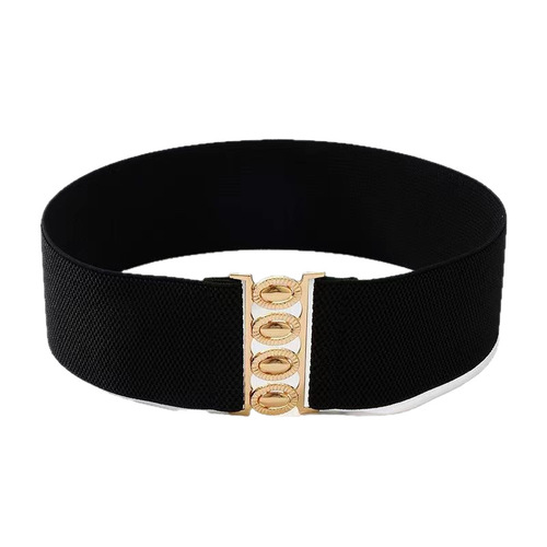 Elastic loose fashionable simple wide belt for women to match dresses, sweaters, suits, waist cincher, black