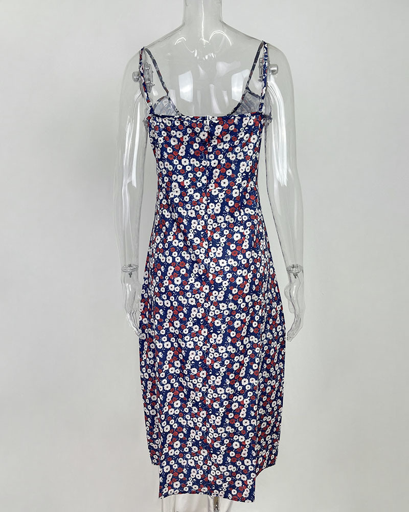 175g Weight Midi Dress Dress Length Type Sleeveless Sleeve Length Slit Dress Dresses Type Polyester Fabric Type High Waist Waist Line Holiday, Daily Occasion Strap Neckline Slim Fit Type Ditsy Floral Pattern Summer Season Women's Gender Printing Design Casual, Elegant Style Wholesale Women's Casual Elegant Printing Ditsy Floral Holiday Daily Strap Sleeveless Slit Dress 20