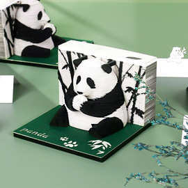 竹林熊猫形象便签纸3d立体便签本激光雕刻模型创意礼品企业礼物