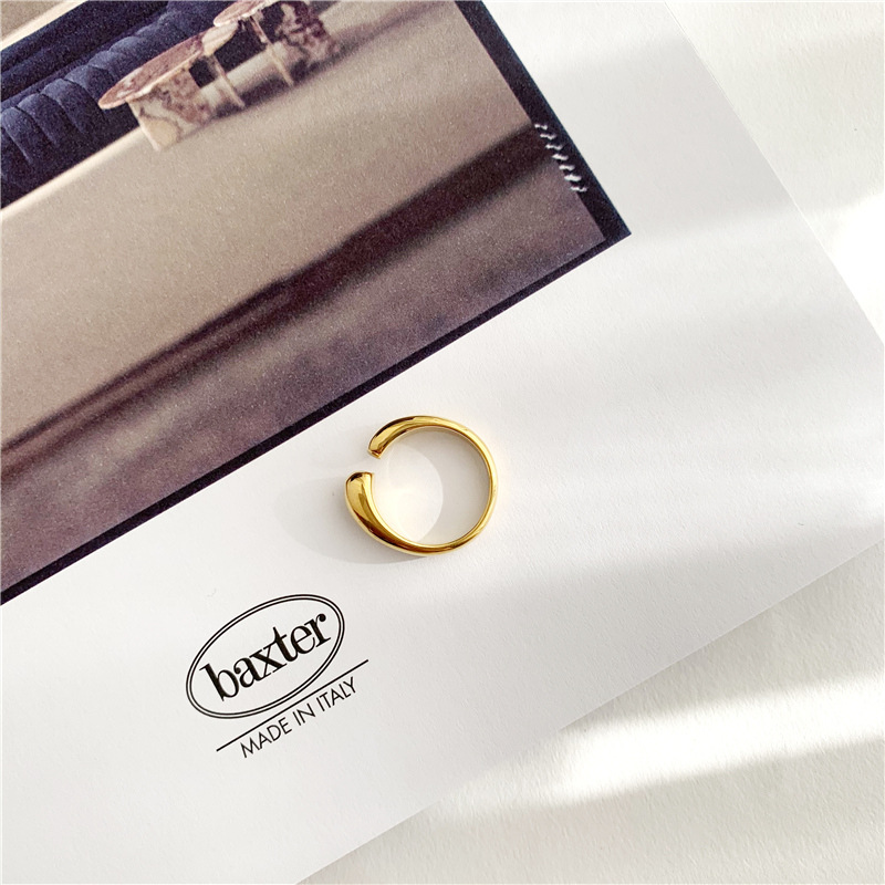 Women'S Gender Plating Design Simple Style Water Droplets Titanium Steel Plating Open Ring 1 Piece