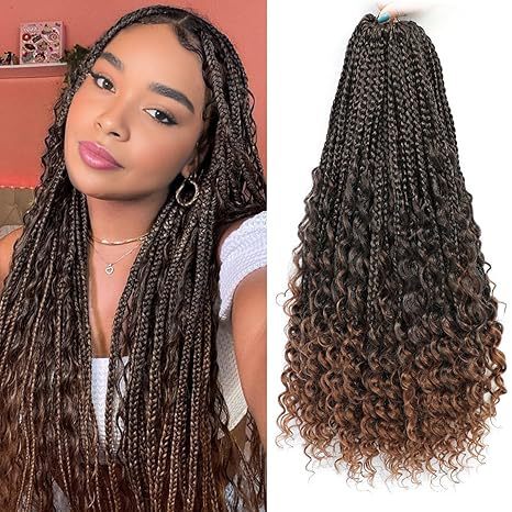 跨境欧美化纤假发Box Braids Bohemian Curly三股辫飞子钩针发辫|undefined