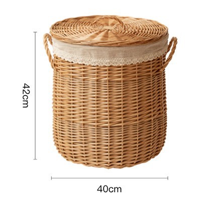 Cesta de ropa sucia personalizada con cubierta de sauce tejida a mano de doble mango cesta de almacenamiento de ropa de baño de alojamiento