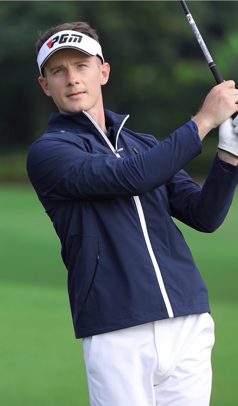 Áo khoác chống gió nam dài tay PGM Golf – thiết kế cổ đứng, nhẹ thoải mái — YF376 Áo khoác nam dài tay màu xanh nước biển, YF376 Áo khoác nam dài tay màu trắng, YF387 Áo khoác dây kéo dài tay nam màu trắng, YF376 Áo khoác nam dài tay màu đỏ chi tiết 7