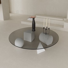 创意轻奢钢化玻璃茶桌客厅圆型茶几极简约现代桌子多几何艺术