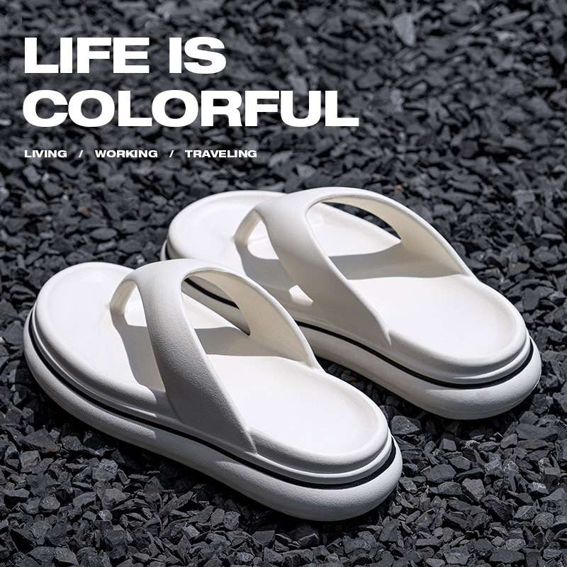 Cross-Border Men's Slippers Summer Home Herringbone Sandals Outdoor Lightweight Wear-Resistant Beach Flip-Flops Wholesale Outer Wear