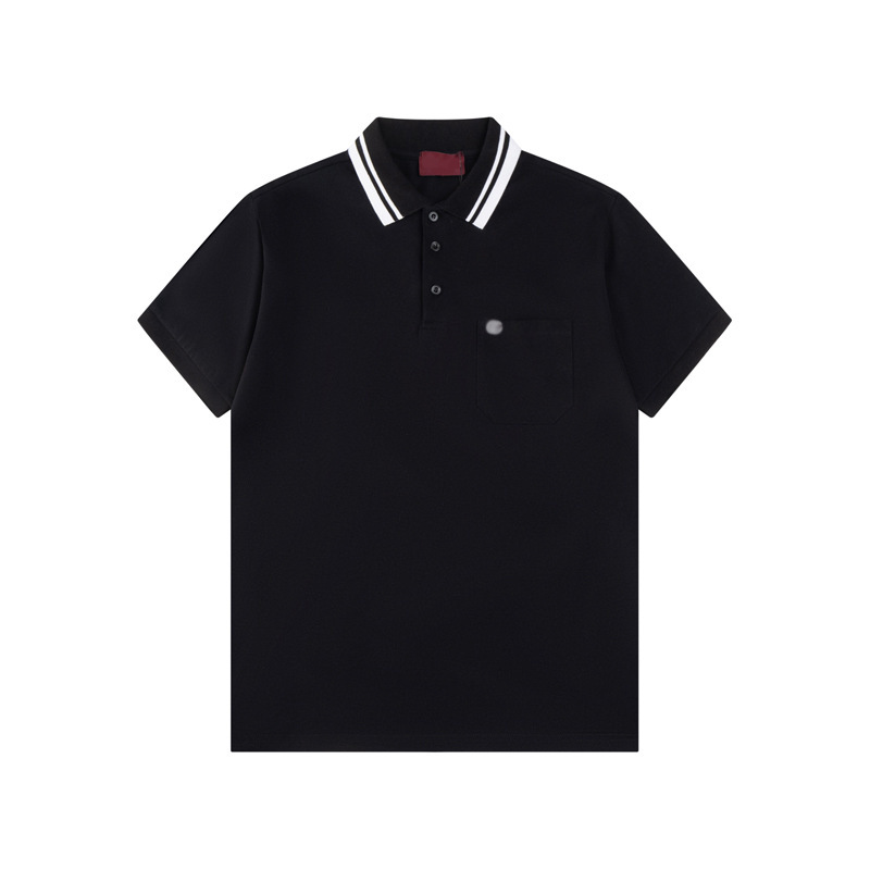 European Station Summer New Fashion Brand Pocket Letter Embroidered Lop Short-sleeved Polo Shirt Men's Slim-fit Business Casual European Station Summer New Fashion Brand Pocket Letter Embroidered Lop Short-sleeved Polo Shirt Men's Slim-fit Business Casual