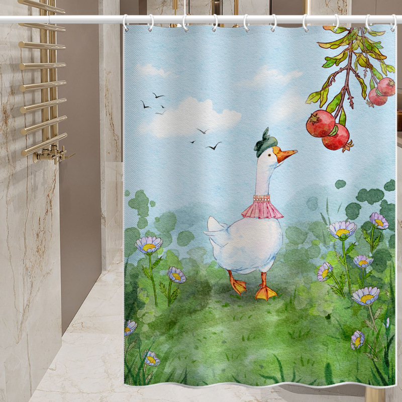 New Hot Sale Spring Goose Bathroom Dry and Wet Separation Partition Bath Curtain Waterproof Mildew Proof Shower Curtain Bathroom Partition